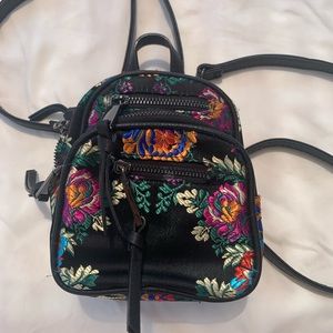 Mini embroidered floral backpack